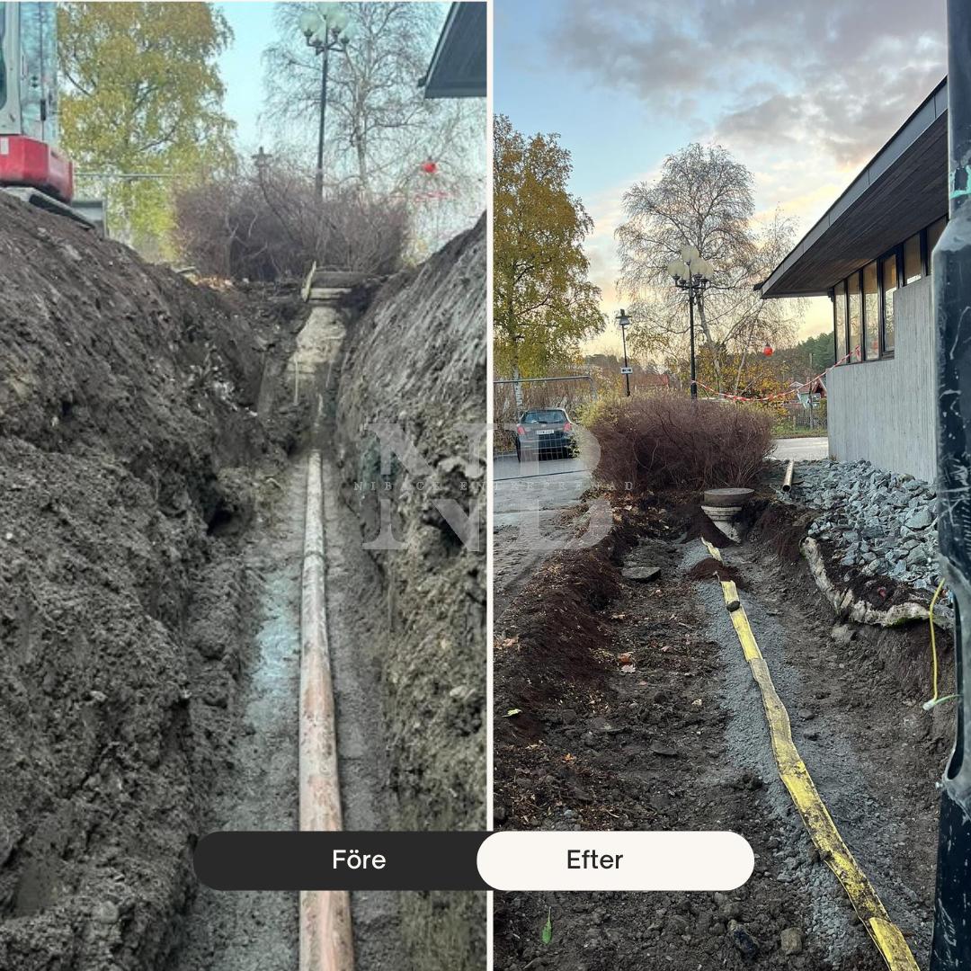 Fuktisolering och dränering — före och efter i Stockholm